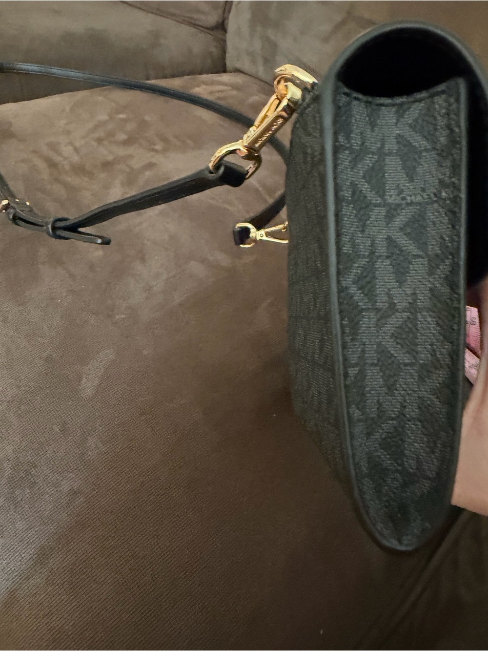 Michael Kors Black MK Monogram Crossbody - Picture 3 of 7